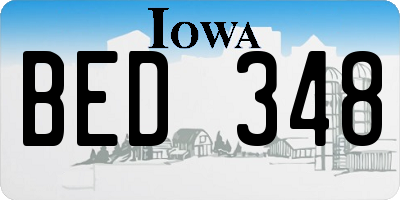 IA license plate BED348