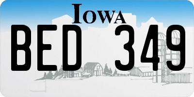 IA license plate BED349