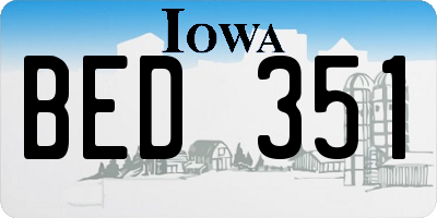 IA license plate BED351