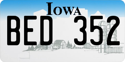IA license plate BED352