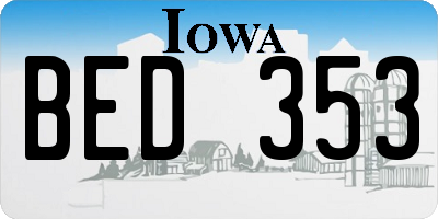 IA license plate BED353