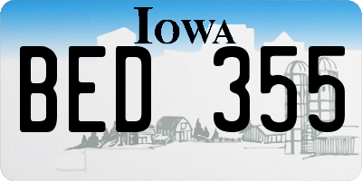 IA license plate BED355