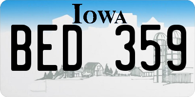 IA license plate BED359