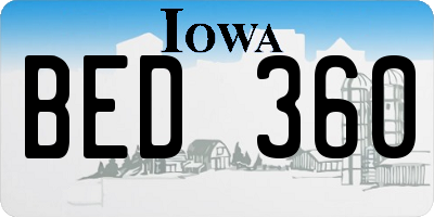 IA license plate BED360