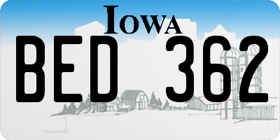 IA license plate BED362