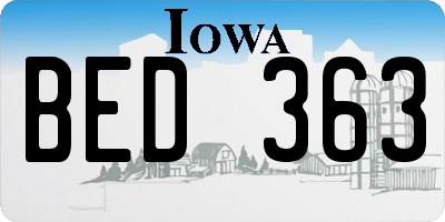 IA license plate BED363