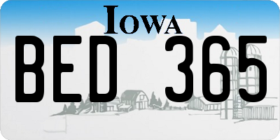 IA license plate BED365