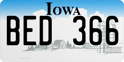 IA license plate BED366