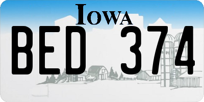 IA license plate BED374