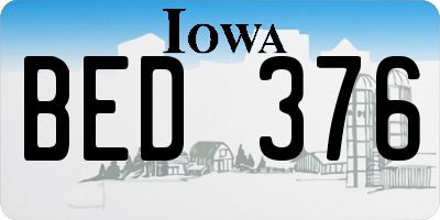 IA license plate BED376
