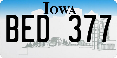 IA license plate BED377
