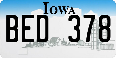 IA license plate BED378