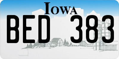 IA license plate BED383