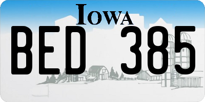 IA license plate BED385