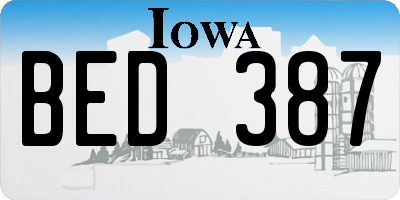 IA license plate BED387