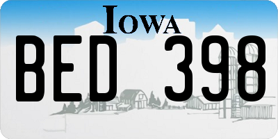 IA license plate BED398