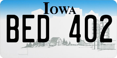 IA license plate BED402
