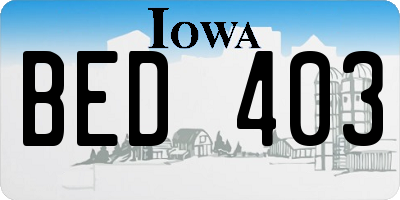IA license plate BED403