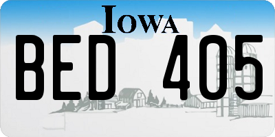 IA license plate BED405