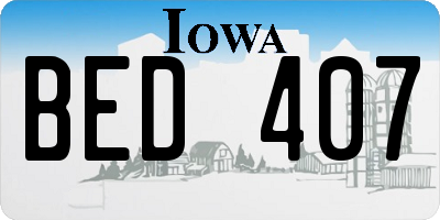 IA license plate BED407