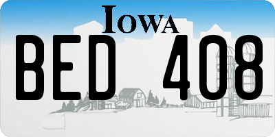 IA license plate BED408