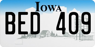 IA license plate BED409