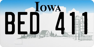 IA license plate BED411