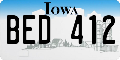 IA license plate BED412