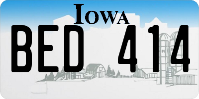 IA license plate BED414