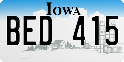 IA license plate BED415