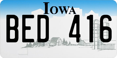 IA license plate BED416