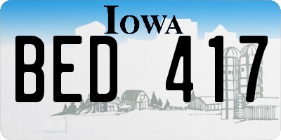 IA license plate BED417