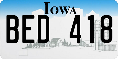 IA license plate BED418