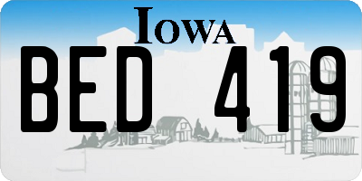 IA license plate BED419