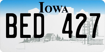 IA license plate BED427