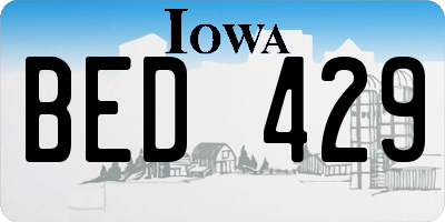 IA license plate BED429