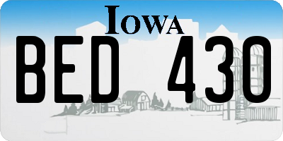 IA license plate BED430