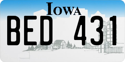 IA license plate BED431