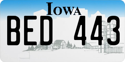 IA license plate BED443
