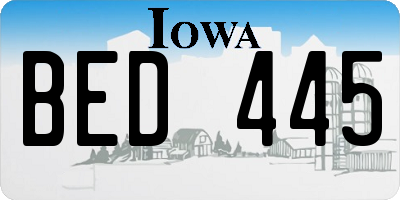 IA license plate BED445