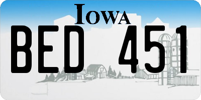 IA license plate BED451