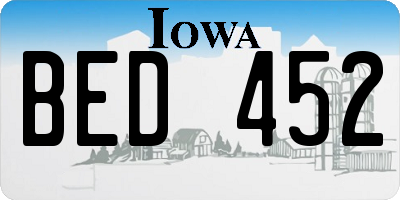 IA license plate BED452