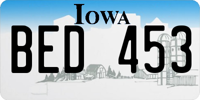 IA license plate BED453