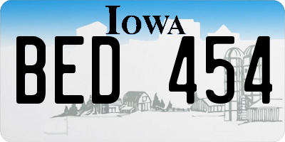 IA license plate BED454