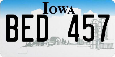 IA license plate BED457