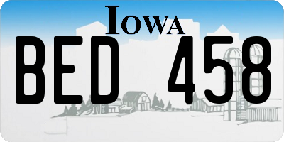 IA license plate BED458