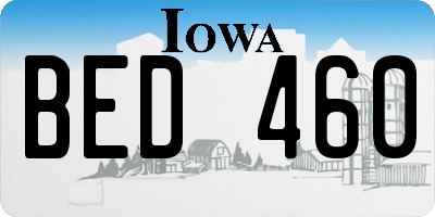 IA license plate BED460