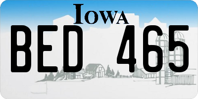 IA license plate BED465