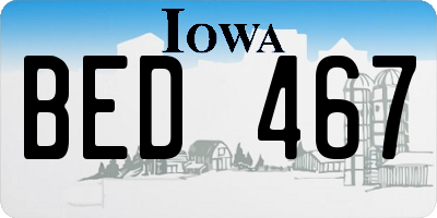 IA license plate BED467