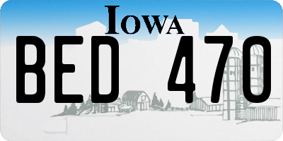 IA license plate BED470